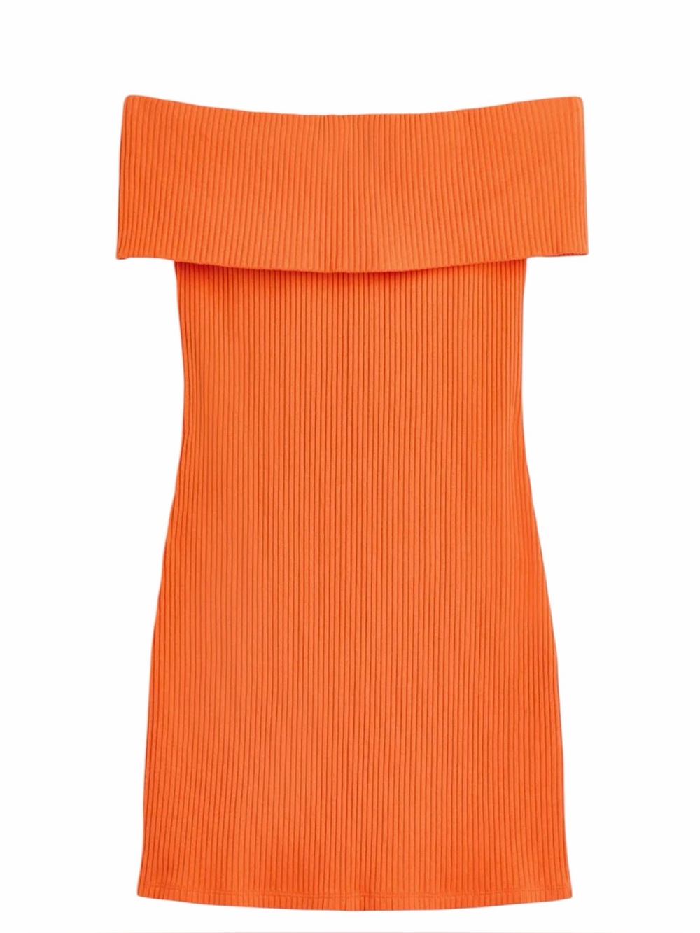 NWT H&M Off-Shoulder Ribbed Orange Bodycon Dress